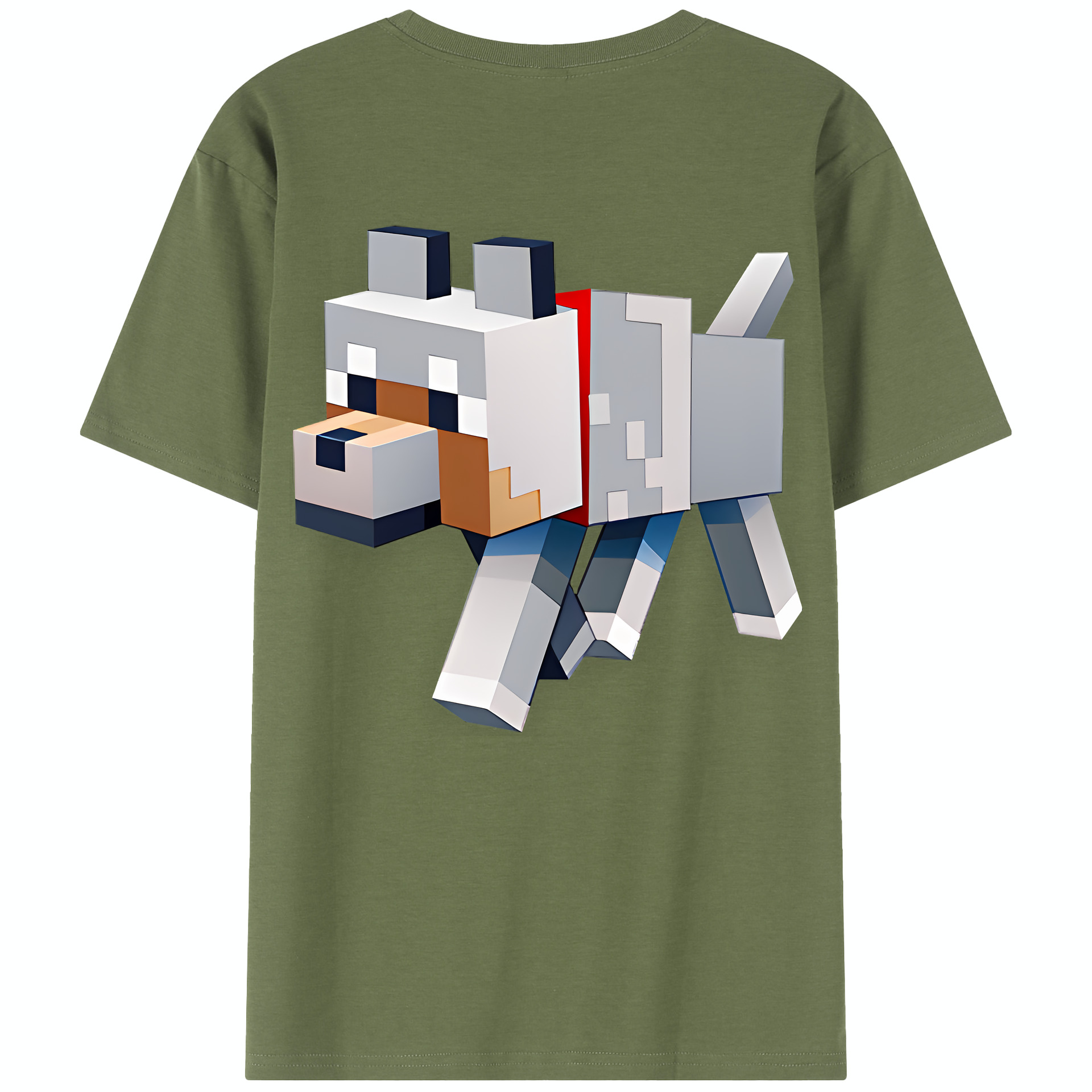 （画像用） マインクラフト ブロックの世界 Minecraft MC Block world 綿100％半袖Tシャツ（背面プリント）